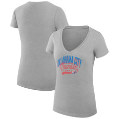 Oklahoma City Thunder G-III 4Her by Carl Banks Women's Super-Slim Fit Lightweight Filigree Logo V-Neck T-Shirt - Heather Gray sale