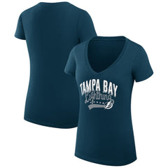 Tampa Bay Lightning G-III 4Her by Carl Banks Women's Super-Slim Fit Lightweight Filigree Logo V-Neck T-Shirt – Navy