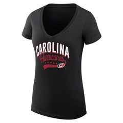 Carolina Hurricanes G-III 4Her by Carl Banks Women's Super-Slim Fit Lightweight Filigree Logo V-Neck T-Shirt – Black
