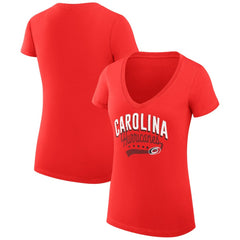 Carolina Hurricanes G-III 4Her by Carl Banks Women's Super-Slim Fit Lightweight Filigree Logo V-Neck T-Shirt – Red