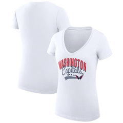 Washington Capitals G-III 4Her by Carl Banks Women's Super-Slim Fit Lightweight Filigree Logo V-Neck T-Shirt – White