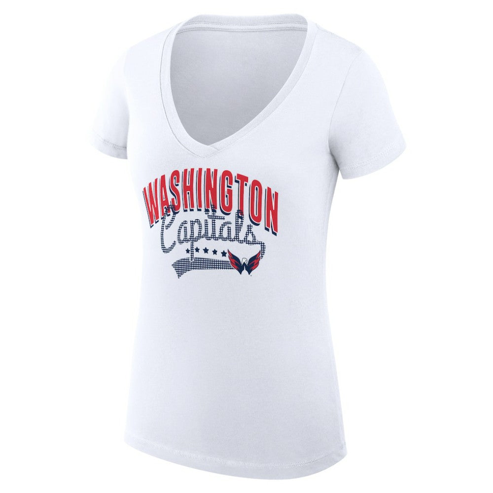 Washington Capitals G-III 4Her by Carl Banks Women's Super-Slim Fit Lightweight Filigree Logo V-Neck T-Shirt – White