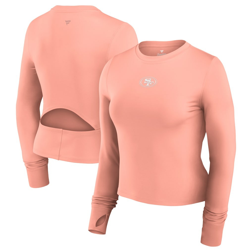 San Francisco 49ers Women's Studio Fitted Long Sleeve Gym Top - Coral on sale