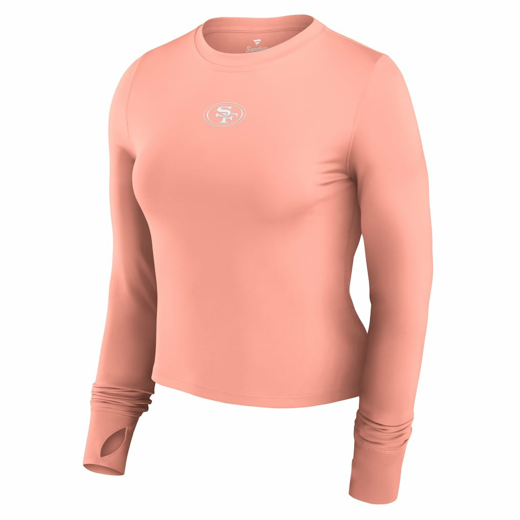 San Francisco 49ers Women's Studio Fitted Long Sleeve Gym Top - Coral on sale