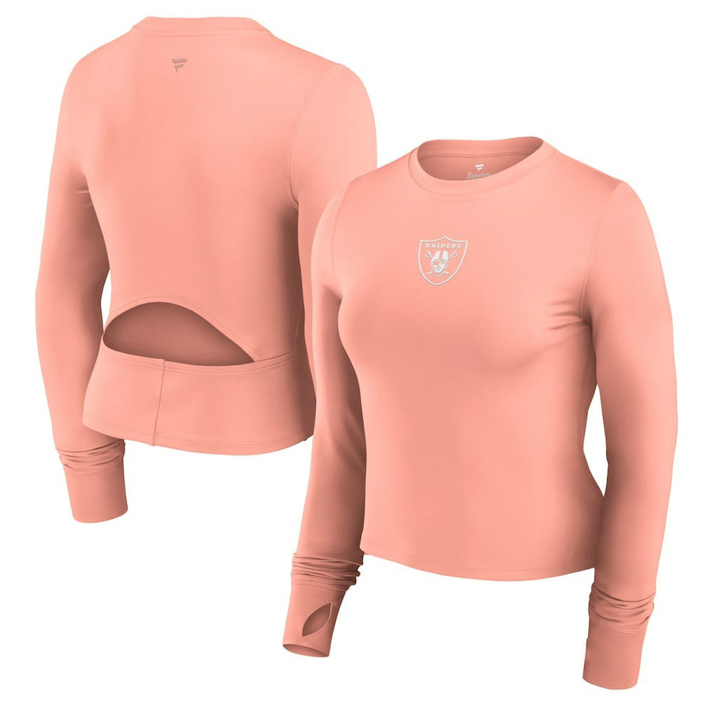 Las Vegas Raiders Women's Studio Fitted Long Sleeve Gym Top - Coral online
