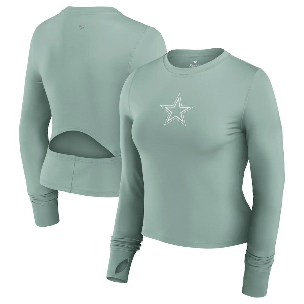 Dallas Cowboys Women's Studio Fitted Long Sleeve Gym Top - Green on sale