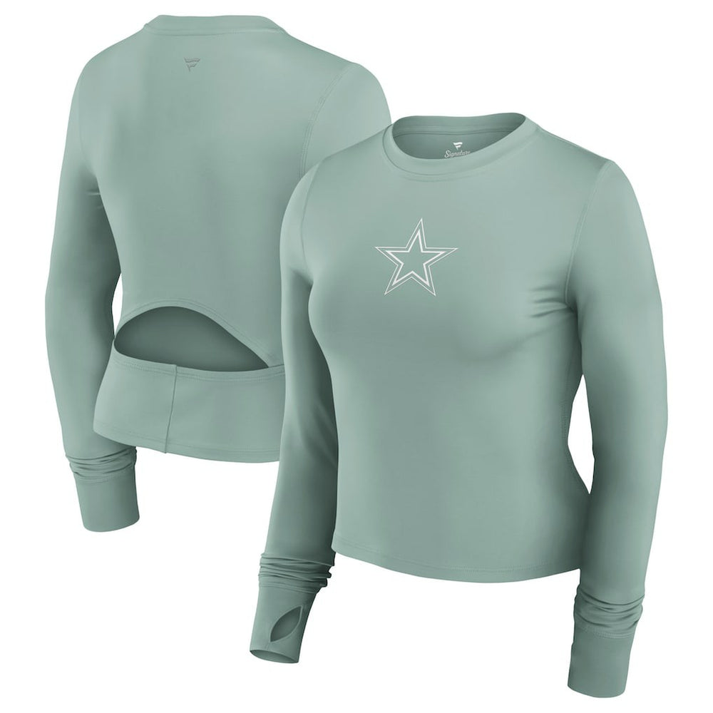 Dallas Cowboys Women's Studio Fitted Long Sleeve Gym Top - Green on sale