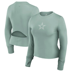Dallas Cowboys Women's Studio Fitted Long Sleeve Gym Top - Green on sale