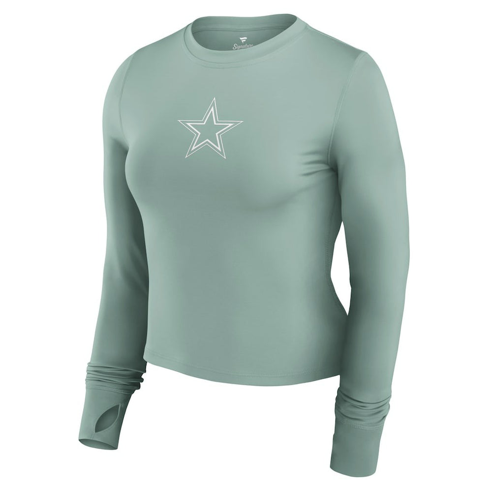 Dallas Cowboys Women's Studio Fitted Long Sleeve Gym Top - Green on sale
