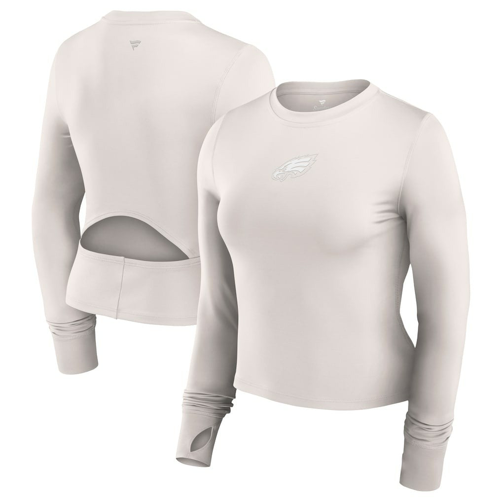 Philadelphia Eagles Women's Studio Fitted Long Sleeve Gym Top - White outlet