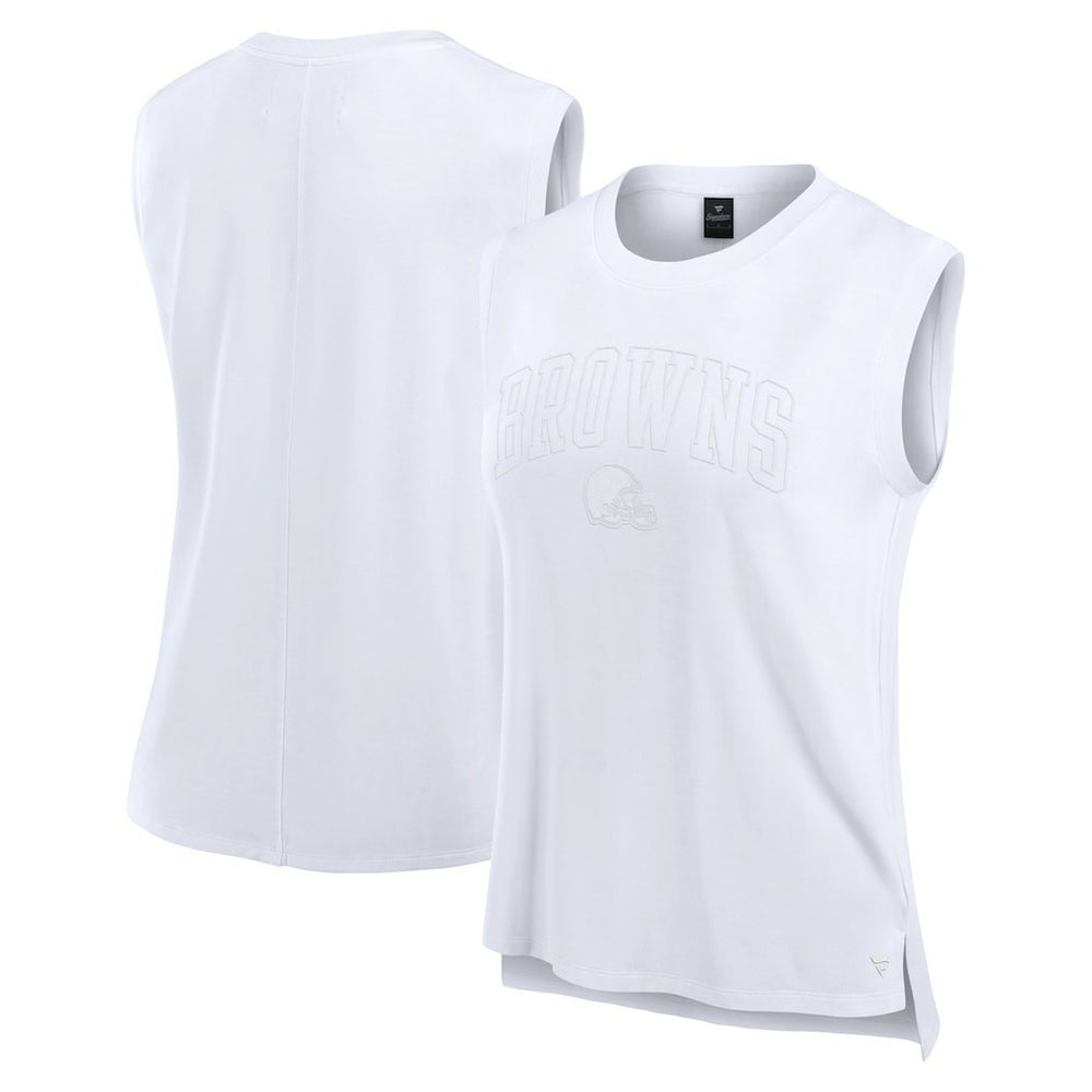 Cleveland Browns Women's Studio Gym Tank Top - White cheap