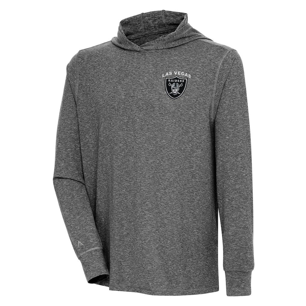 Las Vegas Raiders Antigua Saga Long Sleeve Hoodie T-Shirt - Heather Black discount