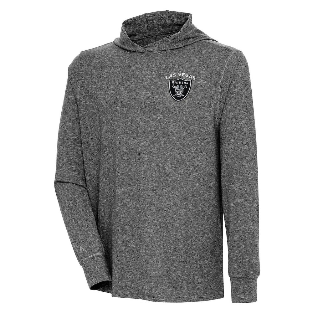 Las Vegas Raiders Antigua Saga Long Sleeve Hoodie T-Shirt - Heather Black discount