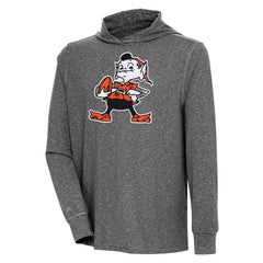 Cleveland Browns Antigua Saga Long Sleeve Hoodie T-Shirt - Heather Black discount