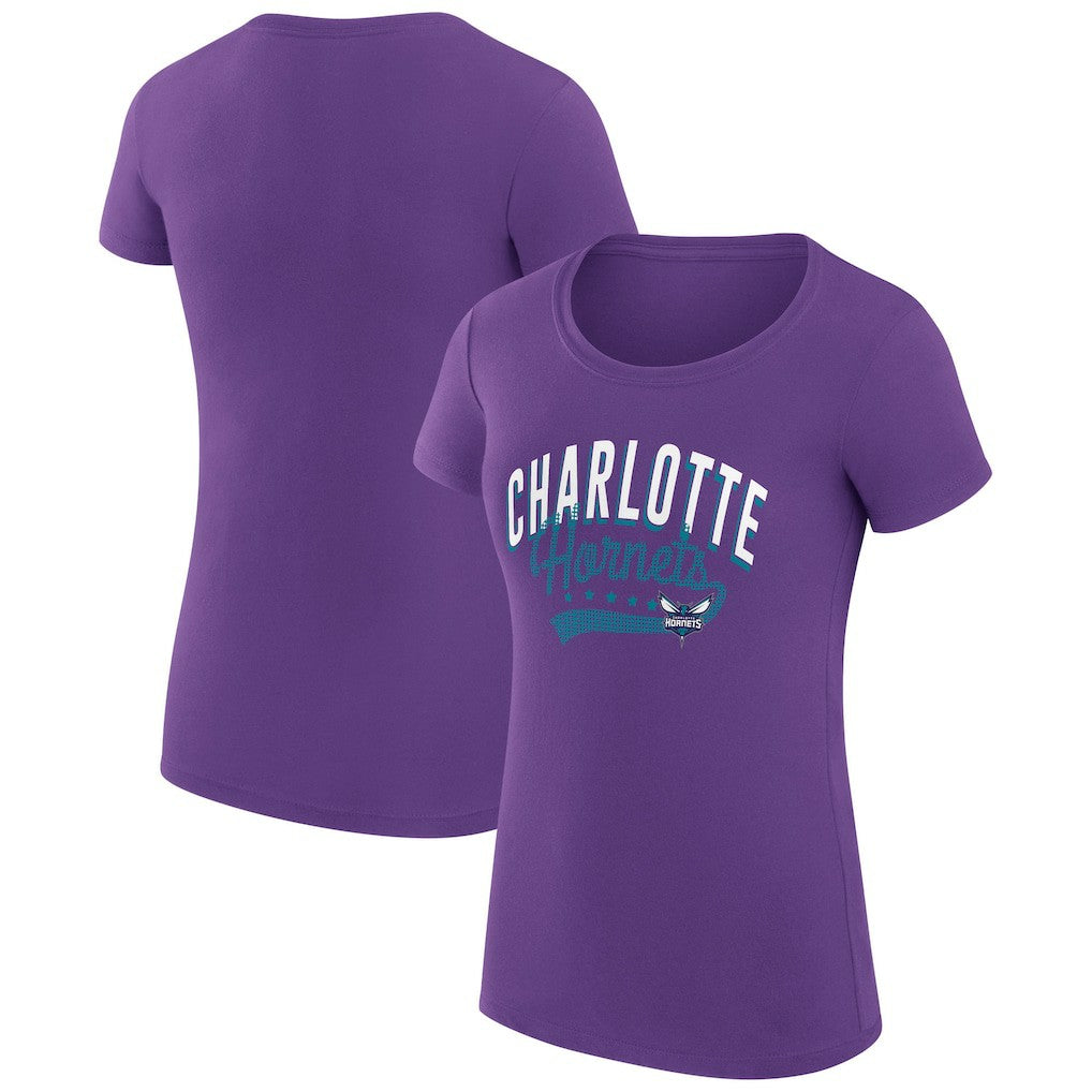 Charlotte Hornets G-III 4Her by Carl Banks Women's Super-Slim Fit Lightweight Filigree Logo T-Shirt - Purple outlet