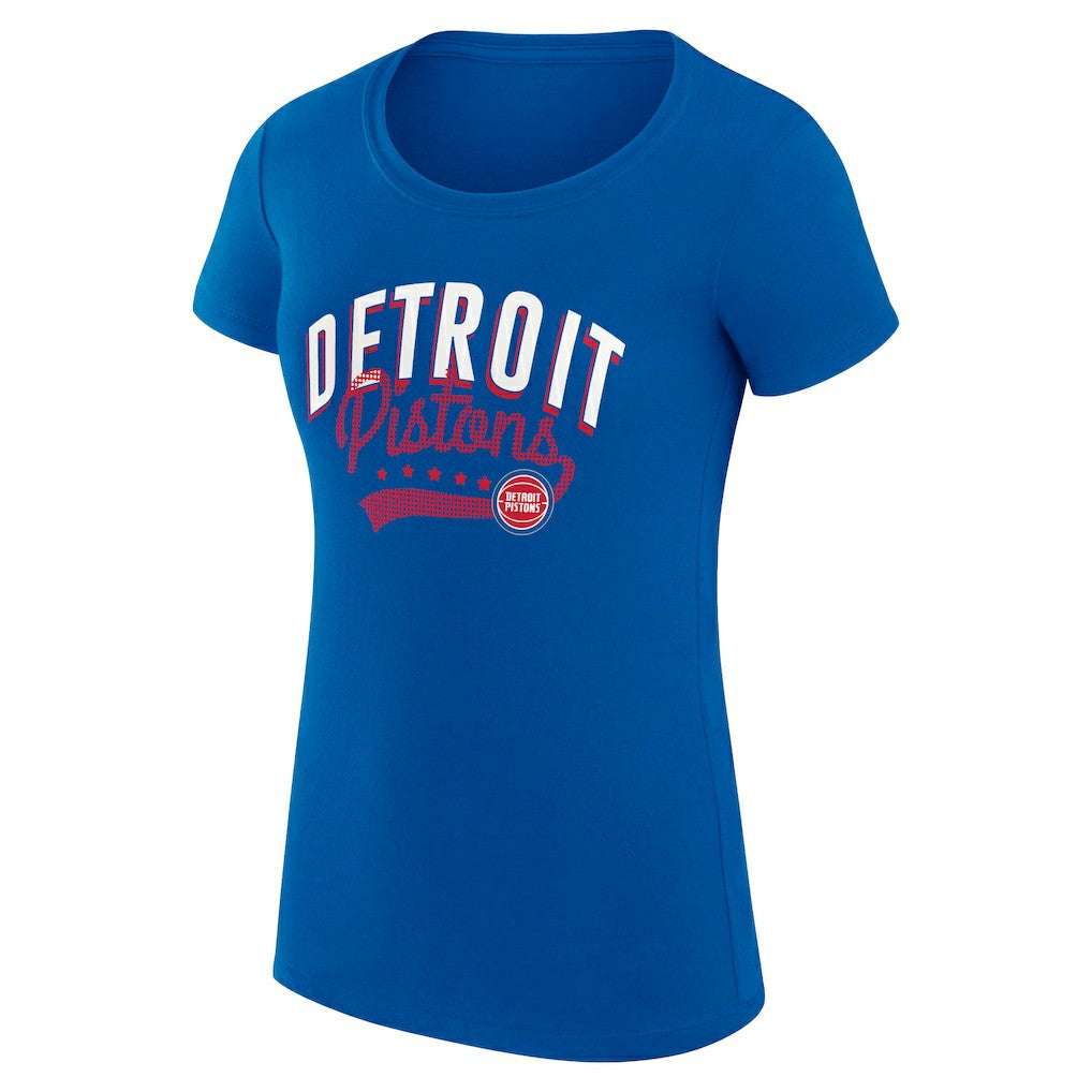 Detroit Pistons G-III 4Her by Carl Banks Women's Super-Slim Fit Lightweight Filigree Logo T-Shirt - Blue for sale