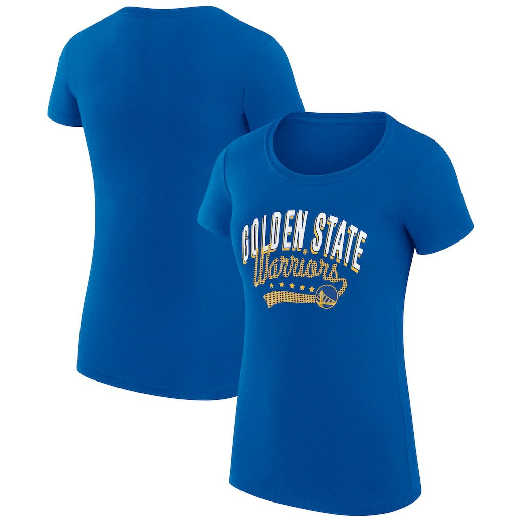Golden State Warriors G-III 4Her by Carl Banks Women's Super-Slim Fit Lightweight Filigree Logo T-Shirt - Royal for sale