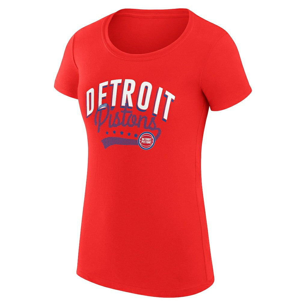 Detroit Pistons G-III 4Her by Carl Banks Women's Super-Slim Fit Lightweight Filigree Logo T-Shirt - Red for sale
