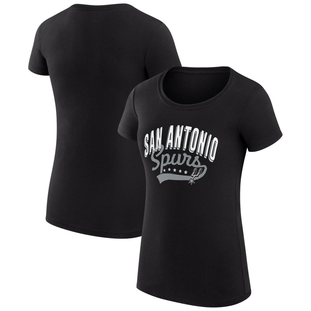 San Antonio Spurs G-III 4Her by Carl Banks Women's Super-Slim Fit Lightweight Filigree Logo T-Shirt - Black on sale
