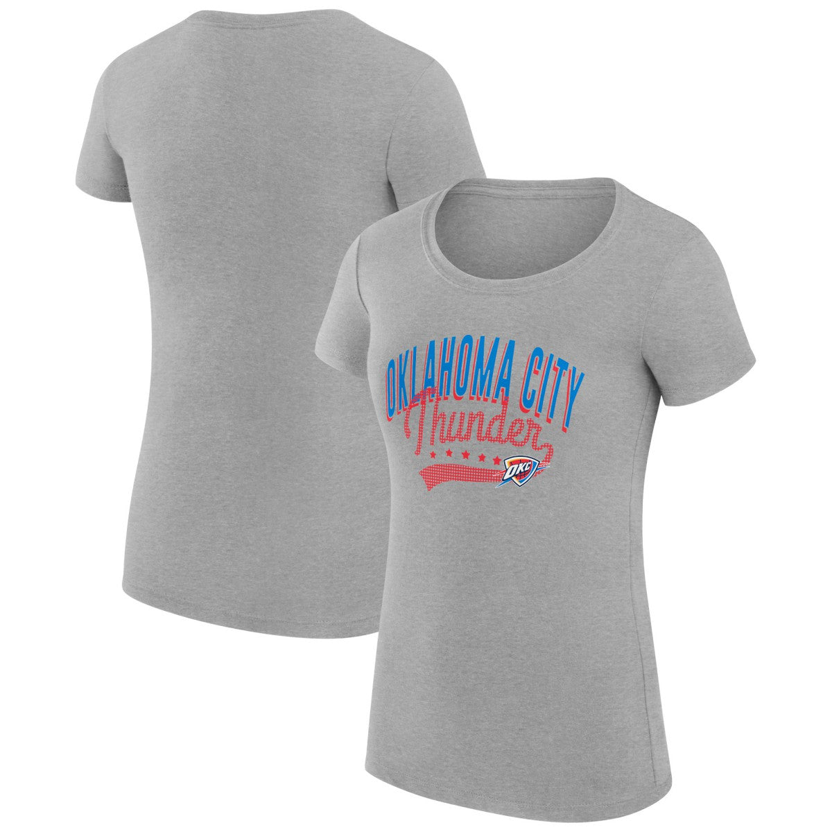 Oklahoma City Thunder G-III 4Her by Carl Banks Women's Super-Slim Fit Lightweight Filigree Logo T-Shirt - Heather Gray for sale