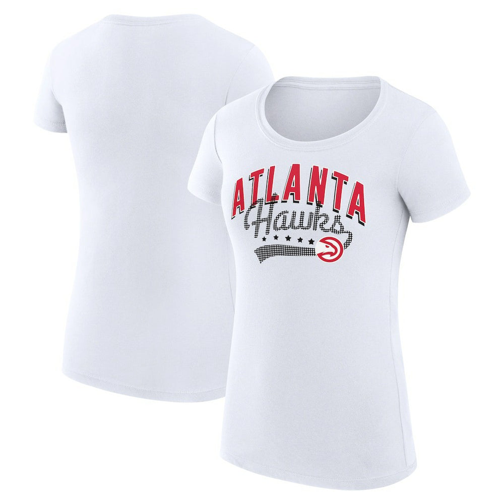 Atlanta Hawks G-III 4Her by Carl Banks Women's Super-Slim Fit Lightweight Filigree Logo T-Shirt - White on sale