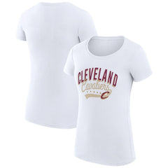 Cleveland Cavaliers G-III 4Her by Carl Banks Women's Super-Slim Fit Lightweight Filigree Logo T-Shirt - White on sale