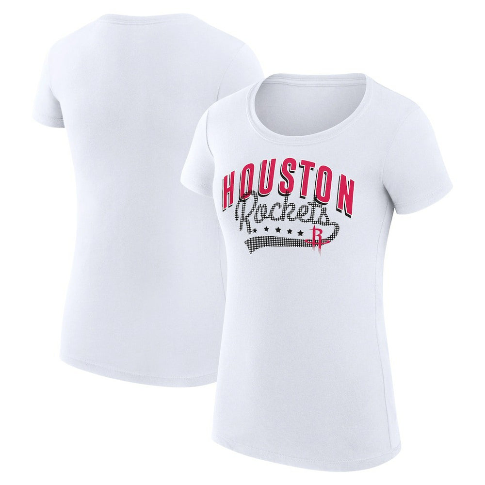 Houston Rockets G-III 4Her by Carl Banks Women's Super-Slim Fit Lightweight Filigree Logo T-Shirt - White for sale