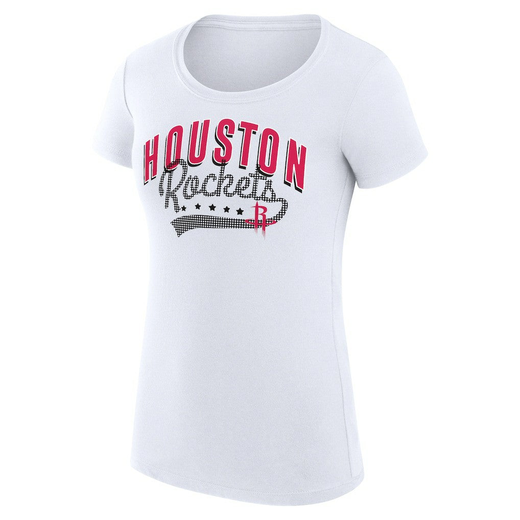 Houston Rockets G-III 4Her by Carl Banks Women's Super-Slim Fit Lightweight Filigree Logo T-Shirt - White for sale