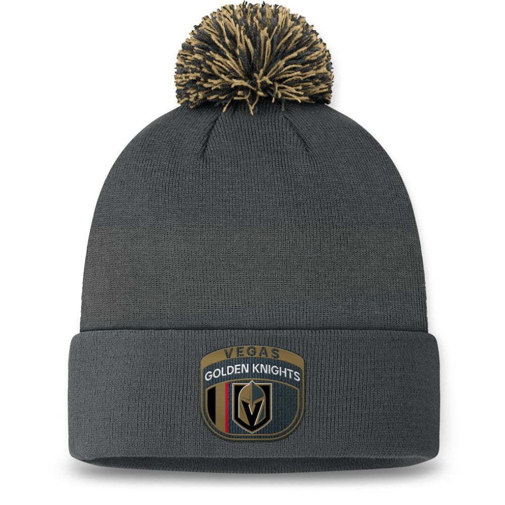 Vegas Golden Knights Fanatics 2024 NHL Draft Cuffed Knit Hat with Pom Charcoal