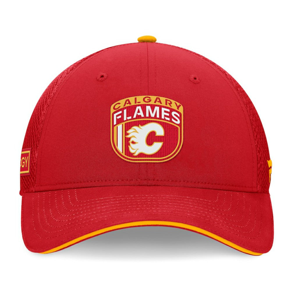 Calgary Flames Fanatics 2024 NHL Draft On Stage Trucker Adjustable Hat Red