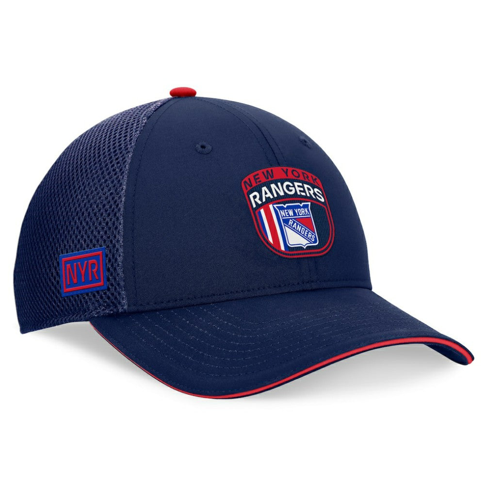 New York Rangers Fanatics 2024 NHL Draft On Stage Trucker Adjustable Hat Navy