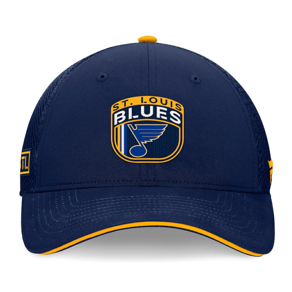 St. Louis Blues Fanatics 2024 NHL Draft On Stage Trucker Adjustable Hat Navy