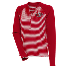 San Francisco 49ers Antigua Women's Maverick Long Sleeve Henley T-Shirt - Scarlet outlet