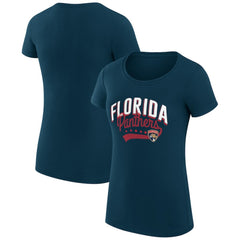 Florida Panthers G-III 4Her by Carl Banks Women's Super-Slim Fit Lightweight Filigree Logo T-Shirt – Navy