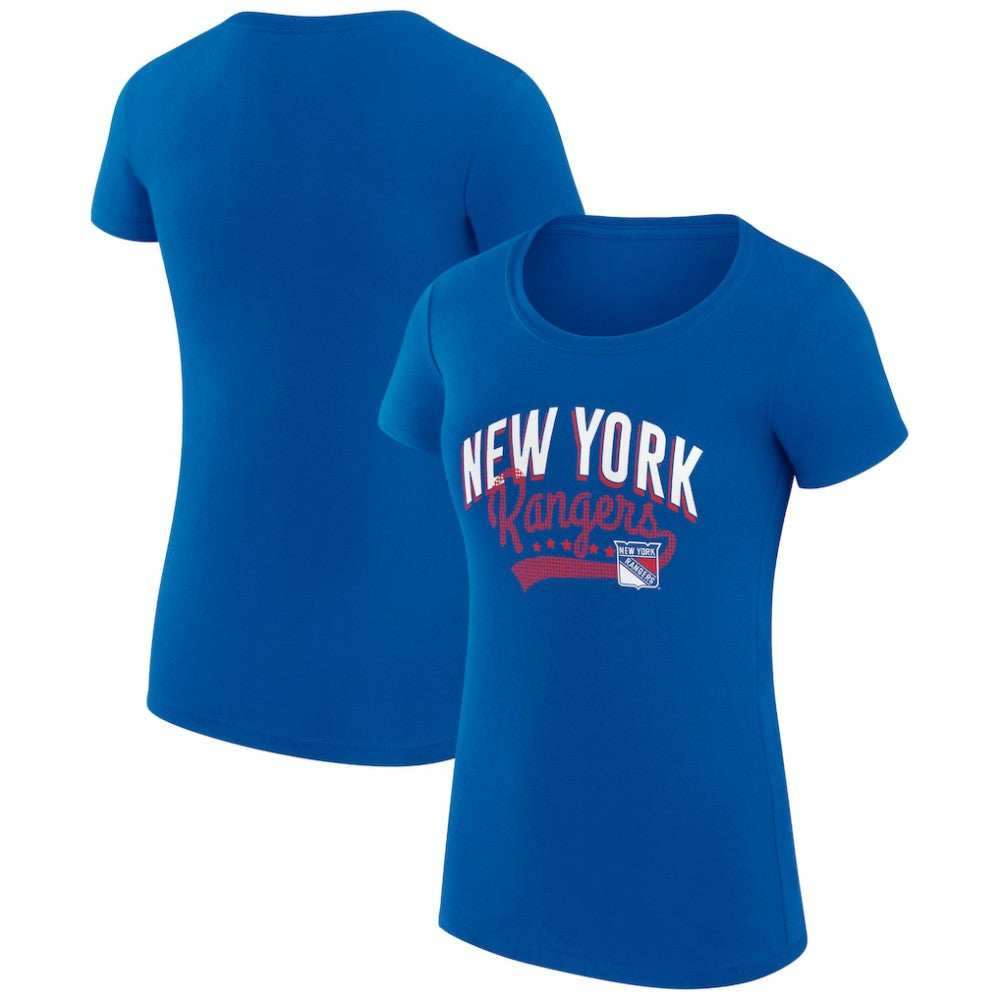 New York Rangers G-III 4Her by Carl Banks Women's Super-Slim Fit Lightweight Filigree Logo T-Shirt – Blue
