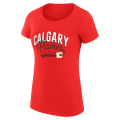 Calgary Flames G-III 4Her by Carl Banks Women's Super-Slim Fit Lightweight Filigree Logo T-Shirt – Red