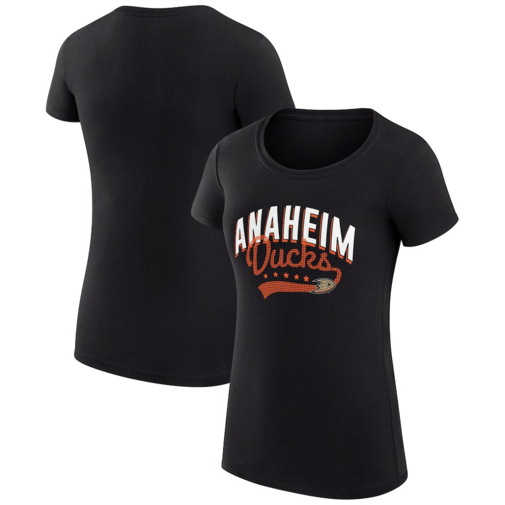 Anaheim Ducks G-III 4Her by Carl Banks Women's Super-Slim Fit Lightweight Filigree Logo T-Shirt – Black