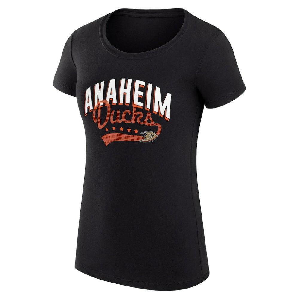 Anaheim Ducks G-III 4Her by Carl Banks Women's Super-Slim Fit Lightweight Filigree Logo T-Shirt – Black