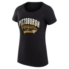 Pittsburgh Penguins G-III 4Her by Carl Banks Women's Super-Slim Fit Lightweight Filigree Logo T-Shirt – Black