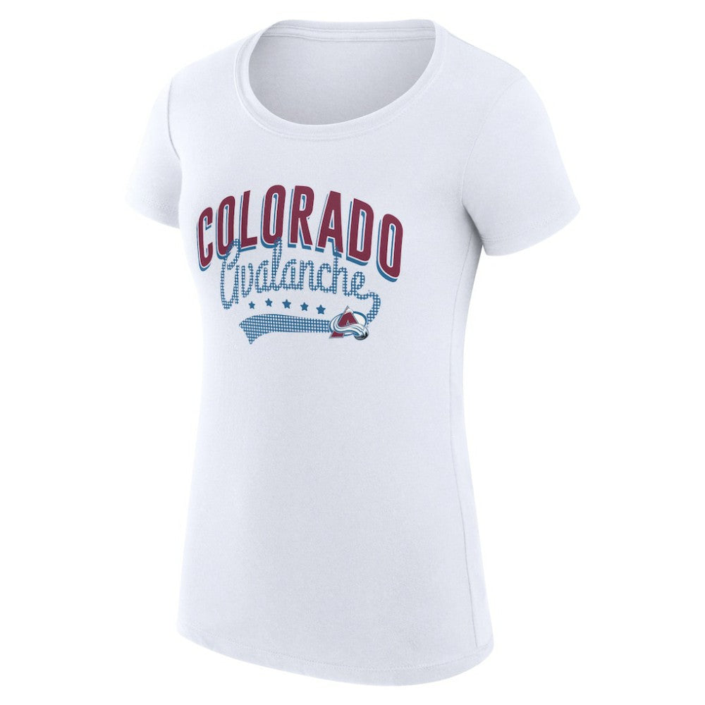 Colorado Avalanche G-III 4Her by Carl Banks Women's Super-Slim Fit Lightweight Filigree Logo T-Shirt – White