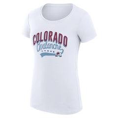 Colorado Avalanche G-III 4Her by Carl Banks Women's Super-Slim Fit Lightweight Filigree Logo T-Shirt – White