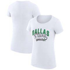 Dallas Stars G-III 4Her by Carl Banks Women's Super-Slim Fit Lightweight Filigree Logo T-Shirt – White