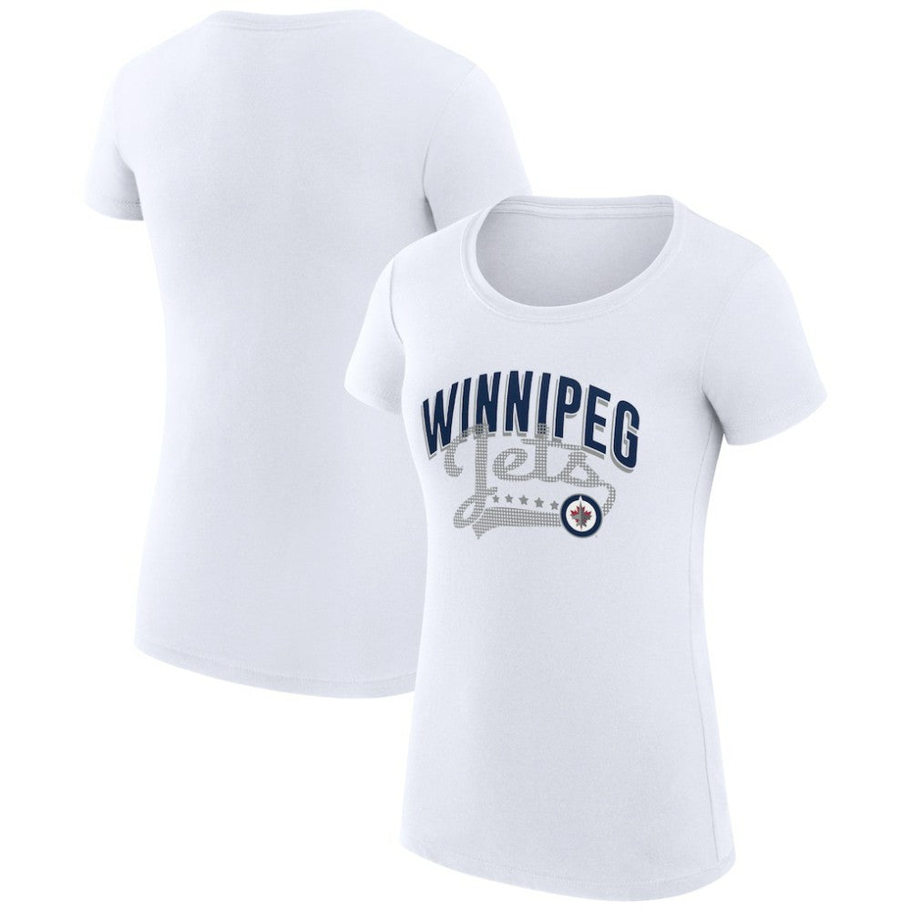 Winnipeg Jets G-III 4Her by Carl Banks Women's Super-Slim Fit Lightweight Filigree Logo T-Shirt – White