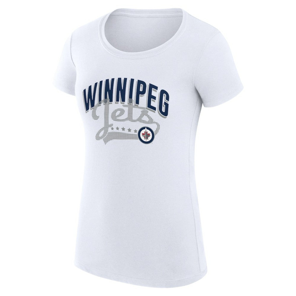 Winnipeg Jets G-III 4Her by Carl Banks Women's Super-Slim Fit Lightweight Filigree Logo T-Shirt – White