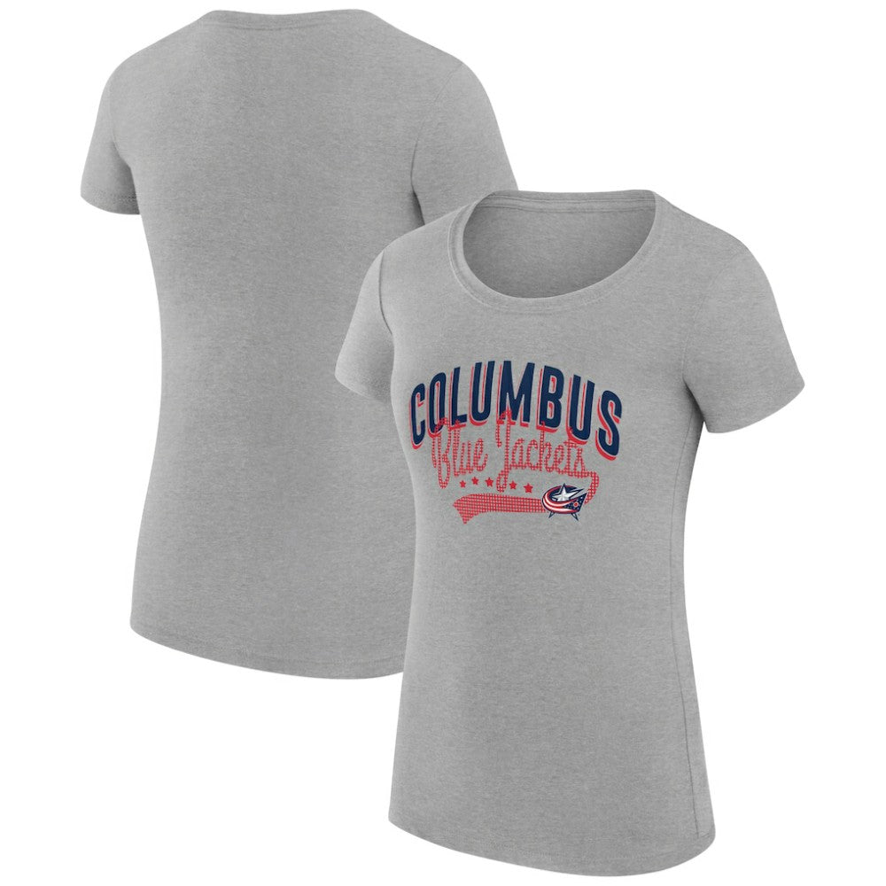 Columbus Blue Jackets G-III 4Her by Carl Banks Women's Super-Slim Fit Lightweight Filigree Logo T-Shirt – Gray
