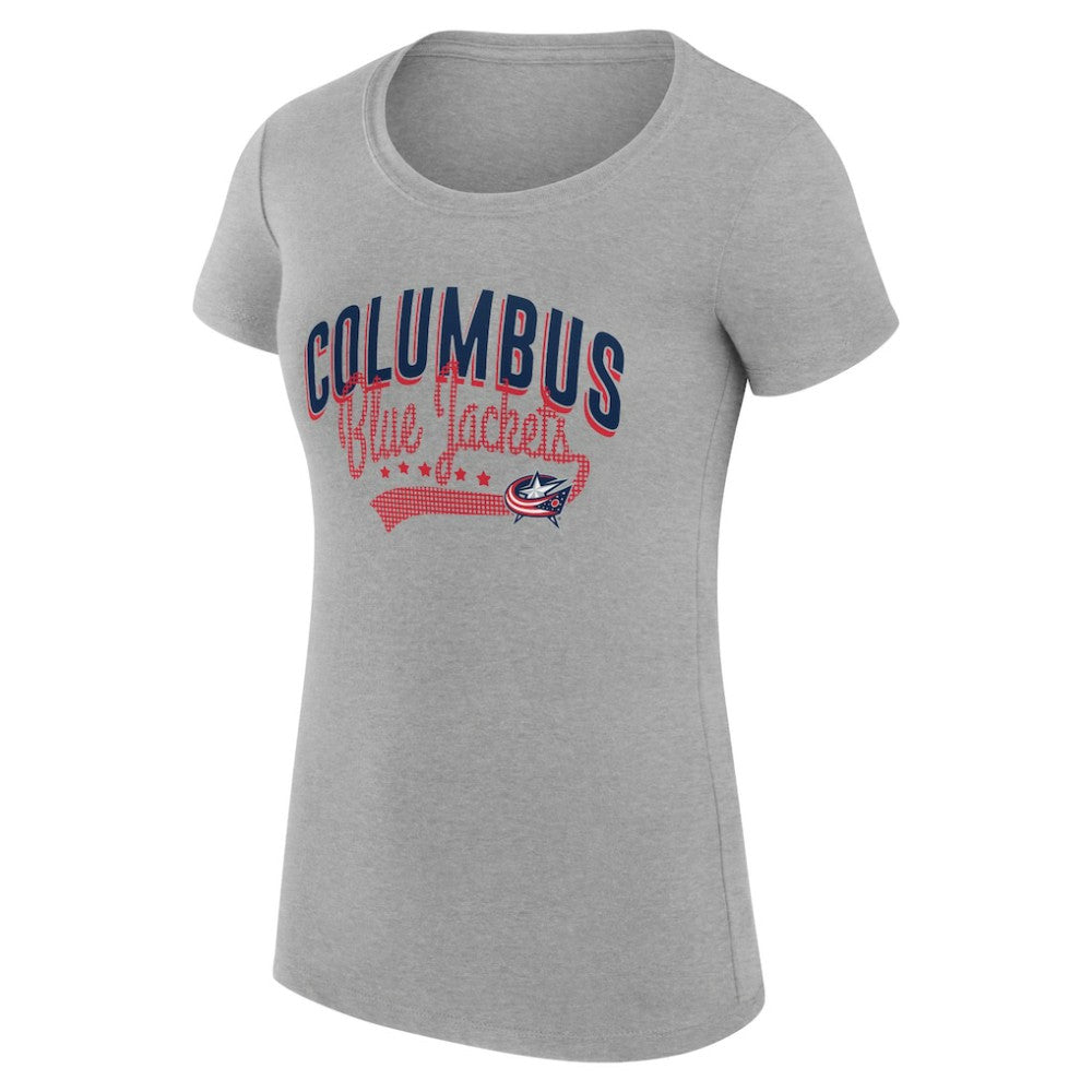 Columbus Blue Jackets G-III 4Her by Carl Banks Women's Super-Slim Fit Lightweight Filigree Logo T-Shirt – Gray