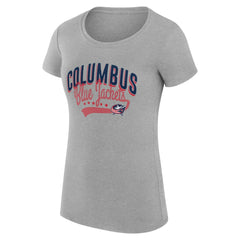 Columbus Blue Jackets G-III 4Her by Carl Banks Women's Super-Slim Fit Lightweight Filigree Logo T-Shirt – Gray