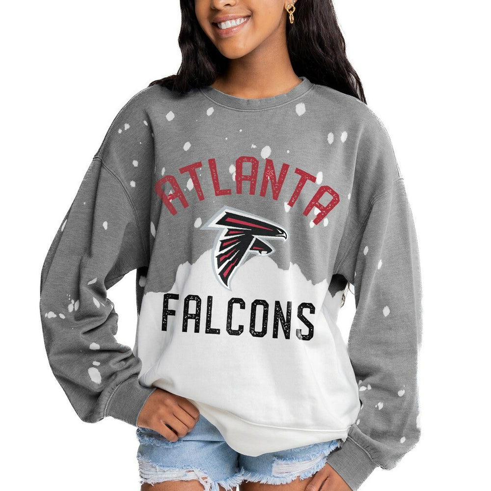 Atlanta Falcons Gameday Couture Women's Oversized Coin Toss Faded French Terry Tri-Blend Pullover Sweatshirt - Gray sale