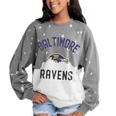 Baltimore Ravens Gameday Couture Women's Oversized Coin Toss Faded French Terry Tri-Blend Pullover Sweatshirt - Gray outlet