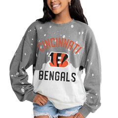 Cincinnati Bengals Gameday Couture Women's Oversized Coin Toss Faded French Terry Tri-Blend Pullover Sweatshirt - Gray discount